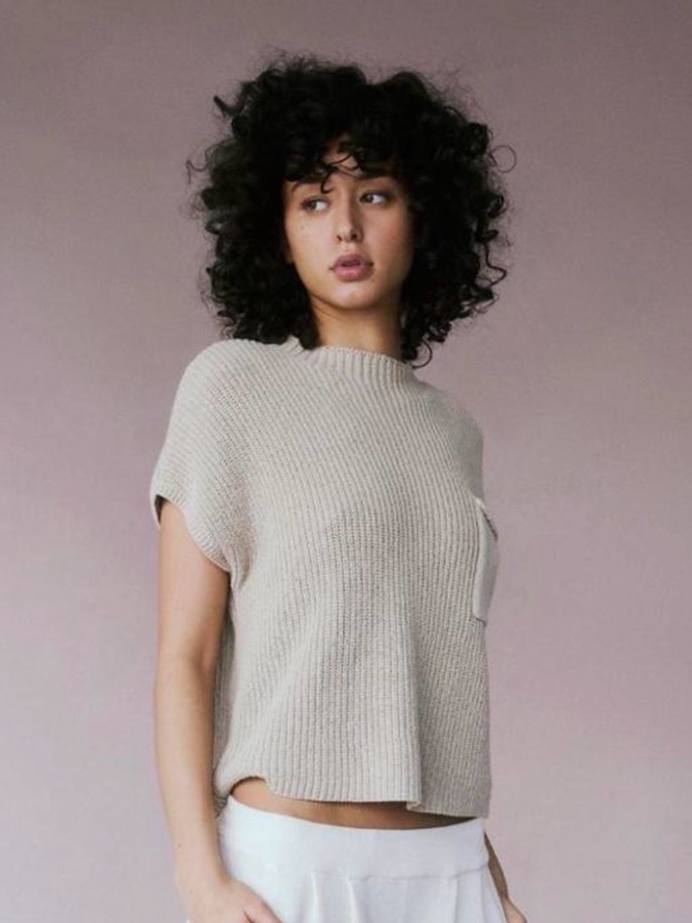 Free People Beige knit top